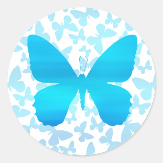 Butterfly Toss (Blauw-Single) Ronde Sticker (Voorkant)