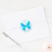 Butterfly Toss (Blauw-Single) Ronde Sticker (Envelop)