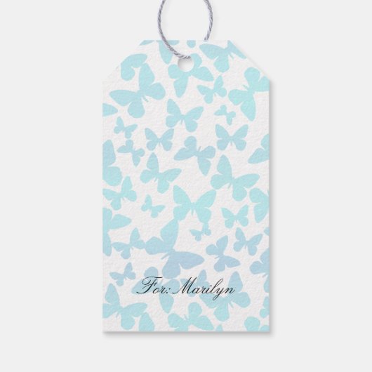 Butterfly Toss (Blauwgroen) Cadeaulabel (Achterkant)