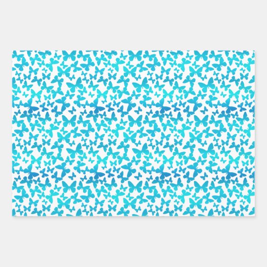 Butterfly Toss (Blauwgroen) Inpakpapier Vel (Voorkant)