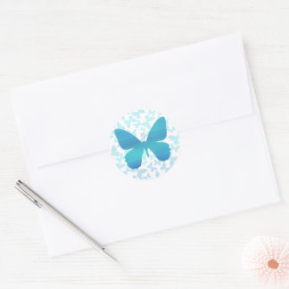 Butterfly Toss (Blauwgroen-Single) Ronde Sticker