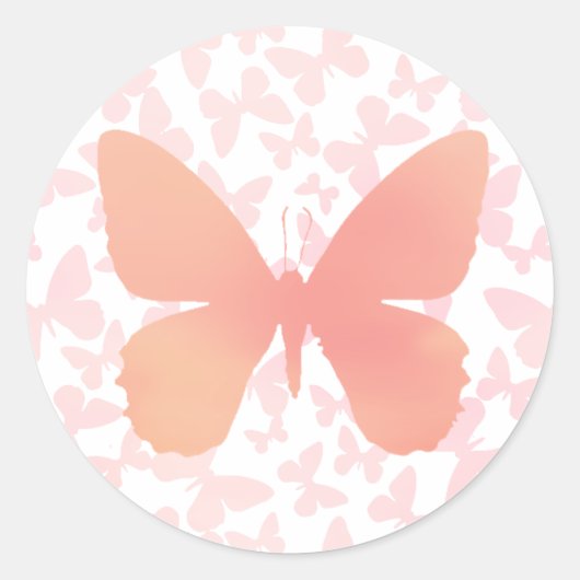 Butterfly Toss (Peach-Single) Ronde Sticker (Voorkant)