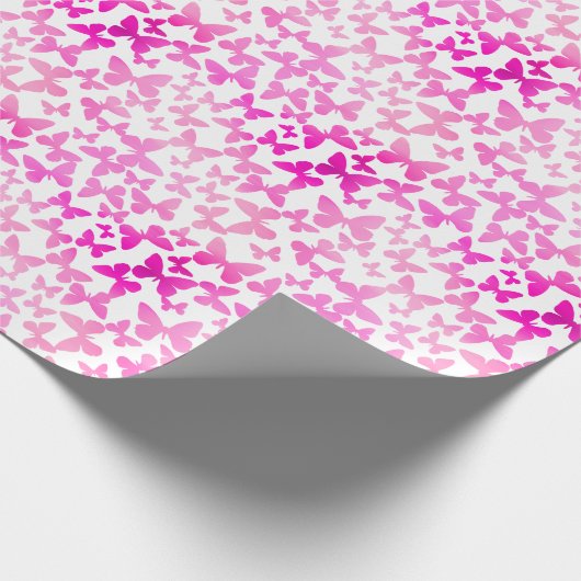 Butterfly Toss (roze) Cadeaupapier (Hoek)