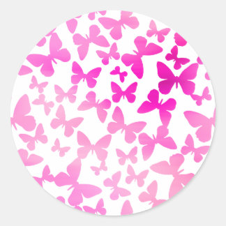Butterfly Toss (roze) Ronde Sticker