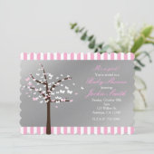 Butterfly Tree Grey & Pink Baby shower Uitnodiging (Staand voorkant)