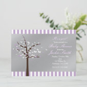 Butterfly Tree Lavendel & Grijs Douche Uitnodiging (Staand voorkant)