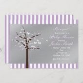 Butterfly Tree Lavendel & Grijs Douche Uitnodiging (Voorkant / Achterkant)