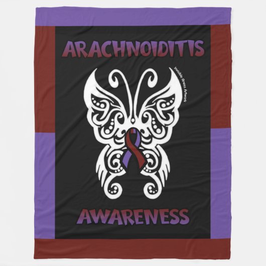 Butterfly/Tribale.. Arachnoiditis Fleece Blanket (Voorkant)