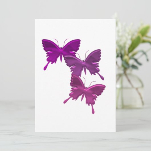 Butterfly Trio Uitnodiging (Staand voorkant)
