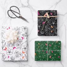 butterfly trio wrapping paper
