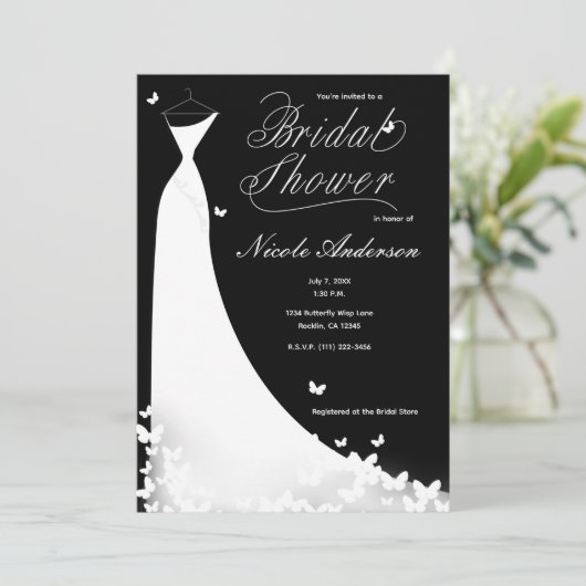 Butterfly Trouwjurk Bruids Douche Uitnodiging (Staand voorkant)