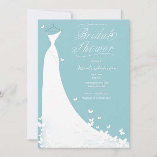 Butterfly Trouwjurk Turquoise Vrijgezellenfeest Kaart (Voorkant)