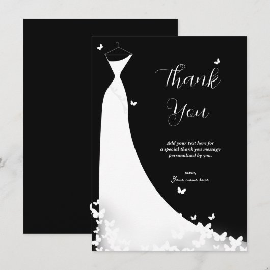 Butterfly Trouwjurk Vrijgezellenfeest Dank u Kaart (Voorkant / Achterkant)