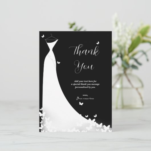 Butterfly Trouwjurk Vrijgezellenfeest Dank u Kaart (Staand voorkant)