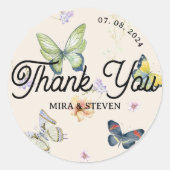 Butterfly tuin bruiloft dank u ronde sticker (Voorkant)