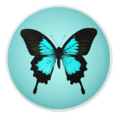 Butterfly - turquoise blauw en zwart keramische knop (Voorkant)