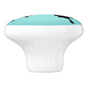 Butterfly - turquoise blauw en zwart keramische knop (Zijkant)