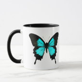 Butterfly - turquoise blauw en zwart mok (Links)