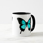 Butterfly - turquoise blauw en zwart mok (Voorkant rechts)