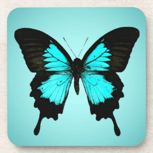 Butterfly - turquoise blauw en zwart onderzetter