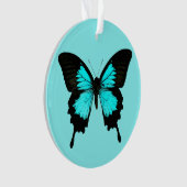 Butterfly - turquoise blauw en zwart ornament (voorkant)