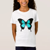 Butterfly - turquoise blauw en zwart t-shirt (Voorkant)