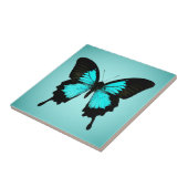 Butterfly - turquoise blauw en zwart tegeltje (Zijkant)