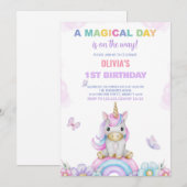 Butterfly Unicorns Verjaardagsuitnodigingen Kaart (Voorkant / Achterkant)