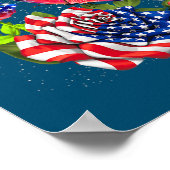 Butterfly USA Flag Cute 4 juli Funny Poster (Hoek)
