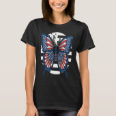Butterfly USA Flag Cute Fourth Of July Funny Ameri T-shirt (Voorkant)