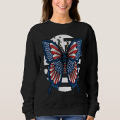 Butterfly USA Flag Cute Fourth Of July Funny Ameri Trui (Voorkant)