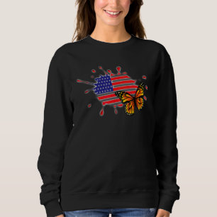 Butterfly Usa Flag Cute Memorial Day American Day Trui