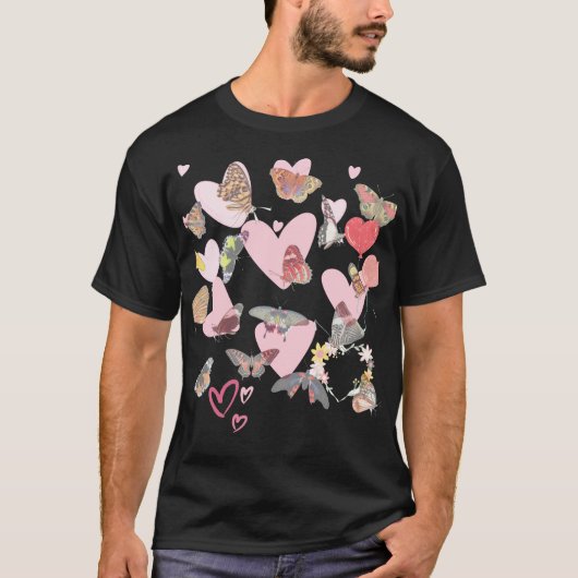 Butterfly Valentijnsdag Heart Love T-Shirt (Voorkant)
