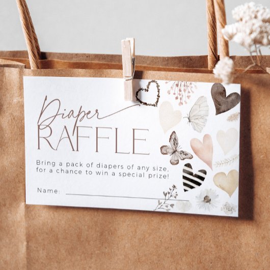 Butterfly Valentijnse Baby Luier Raffle Ticket Informatiekaartje
