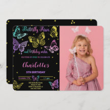Butterfly Verjaardag Foto uitnodiging