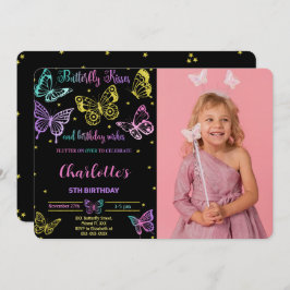 Butterfly Verjaardag Foto uitnodiging