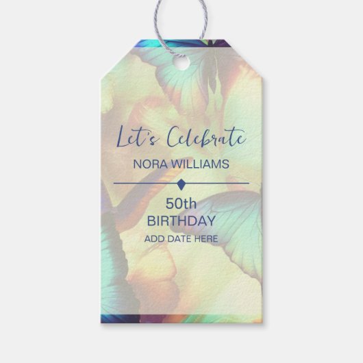 Butterfly Verjaardag Gift Label Cadeaulabel (Voorkant)