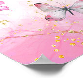 Butterfly Verjaardag Roze & Gouden Stofje Welkom Poster (Hoek)