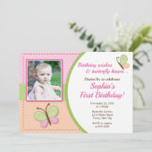 Butterfly Verjaardag Uitnodiging 1e Verjaardag (Staand voorkant)