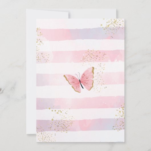 Butterfly Verjaardag uitnodiging voor meisje (Achterkant)