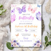 Butterfly Verjaardag uitnodiging, Wildflower Garde Kaart