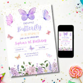 Butterfly Verjaardag uitnodiging, Wildflower Garde Kaart