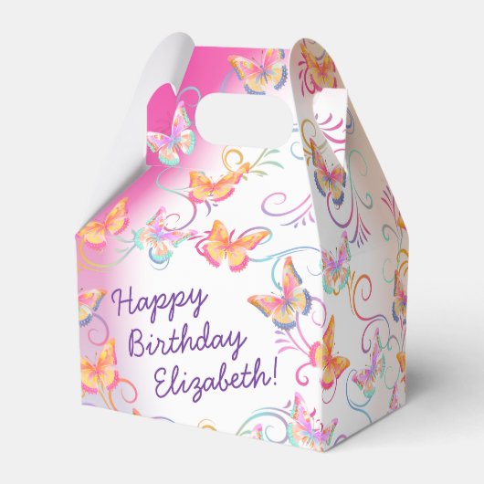 Butterfly Verjaardagsfeest Kinder Kleurrijk Bedankdoosjes (Achterkant)