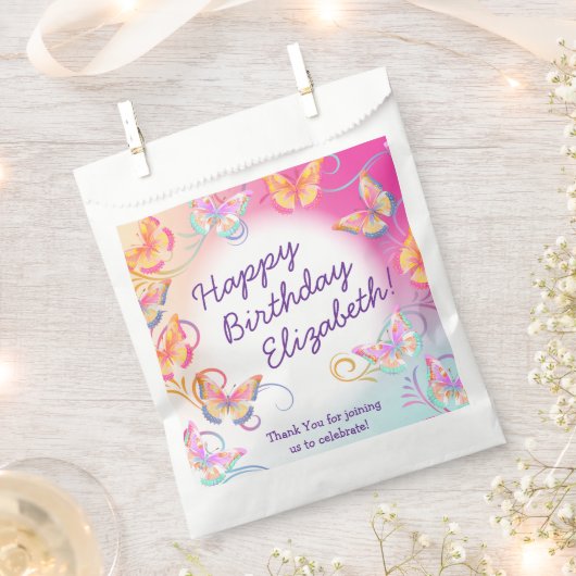 Butterfly Verjaardagsfeest Kinder Kleurrijk Bedankzakje (Geknipt)
