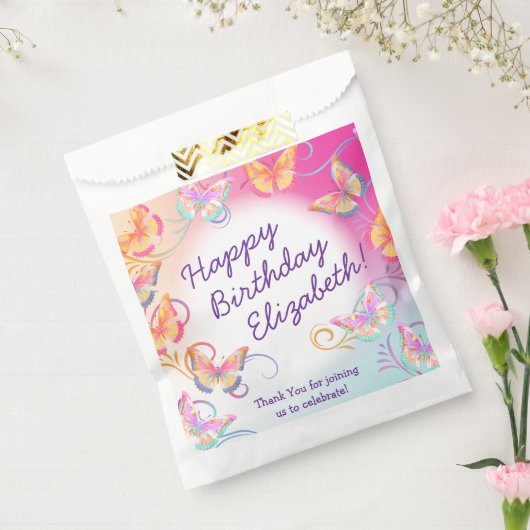 Butterfly Verjaardagsfeest Kinder Kleurrijk Bedankzakje (Gezegeld)