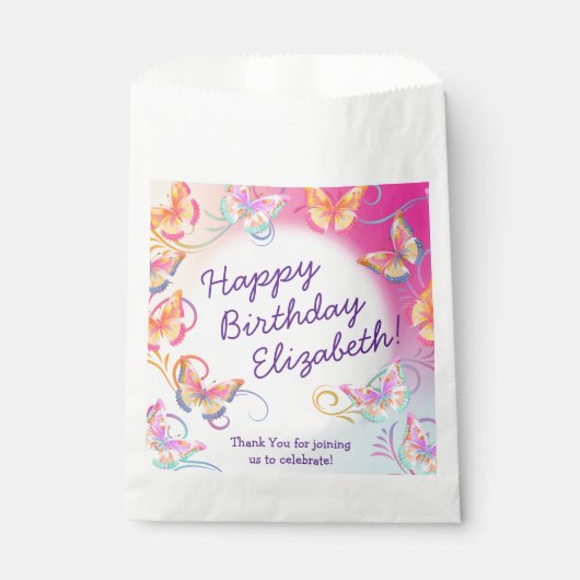 Butterfly Verjaardagsfeest Kinder Kleurrijk Bedankzakje (Voorkant)