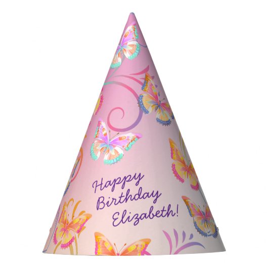 Butterfly Verjaardagsfeest Kinder Kleurrijk Feesthoedjes (Voorkant)