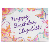 Butterfly Verjaardagsfeest Kinder Kleurrijk Groot Cadeauzakje (Voorkant)