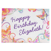 Butterfly Verjaardagsfeest Kinder Kleurrijk Groot Cadeauzakje (Achterkant)