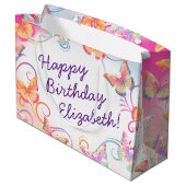 Butterfly Verjaardagsfeest Kinder Kleurrijk Groot Cadeauzakje (Achterkant Gekanteld)